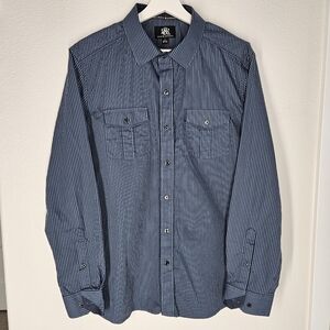 Rock &‎ Republic Blue Button Up Dress Shirt Collared Long Sleeve Size Large